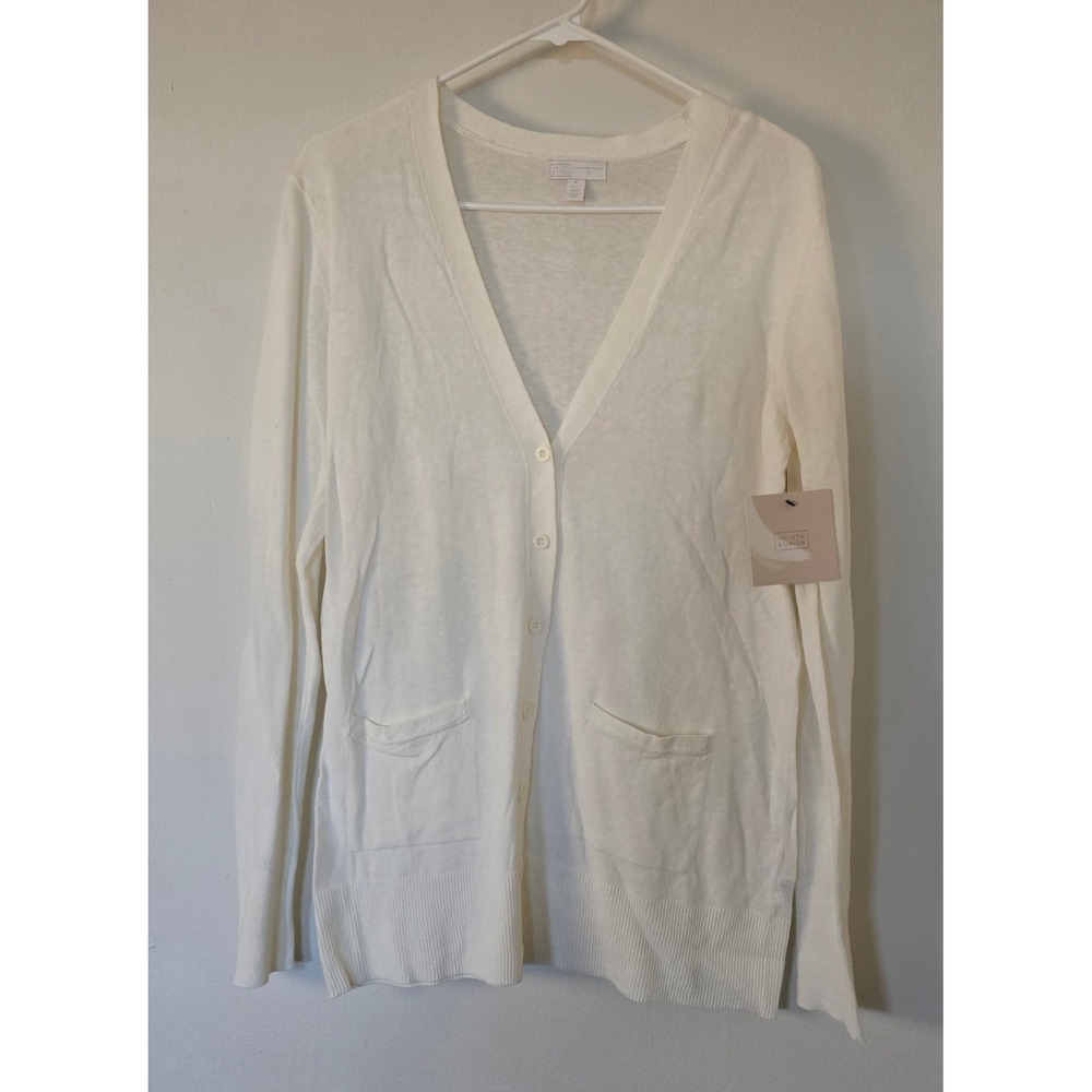 14th Union Sweater NWT Cardigan Womens Medium Cream Ivory V Neck